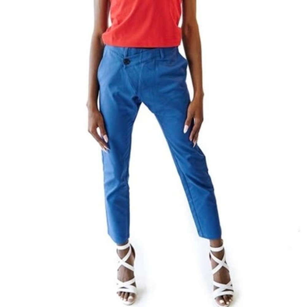 THE PHLUID PROJECT GENDER INCLUSIVE CROSSOVER ANKLE PANT BLUE NWT SIZE SMALL‎
